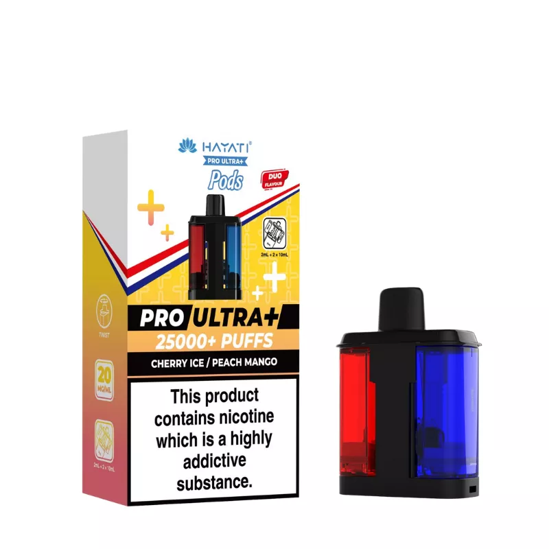 Hayati Pro Ultra Plus 25K Cherry Ice Peach Mango Refill Pods