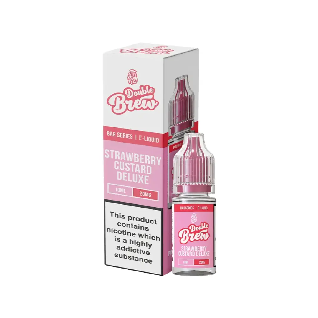 Ohm Brew Double Brew Strawberry Custard Deluxe 10ml Nic Salt E-liquid